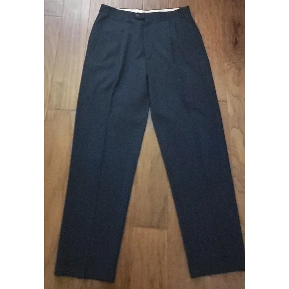 Antonio Pelluso Men's Black Pleated Wool Dress Trousers Sz 36x31 Made IN ITALY